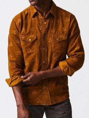 Billy Reid Pelican Cord Western Snap Front Shirt, Standard Fit - Men XXL